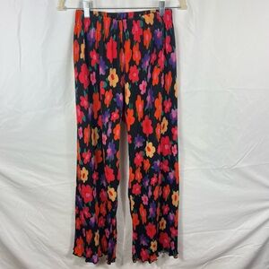 Floral Wide Leg Plisse Pants